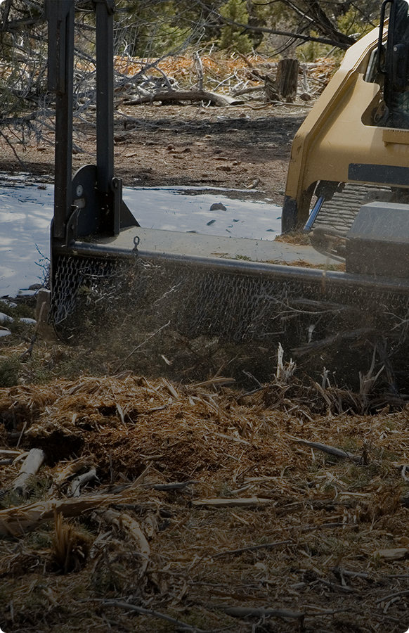 Bulldozer moving brush and branches