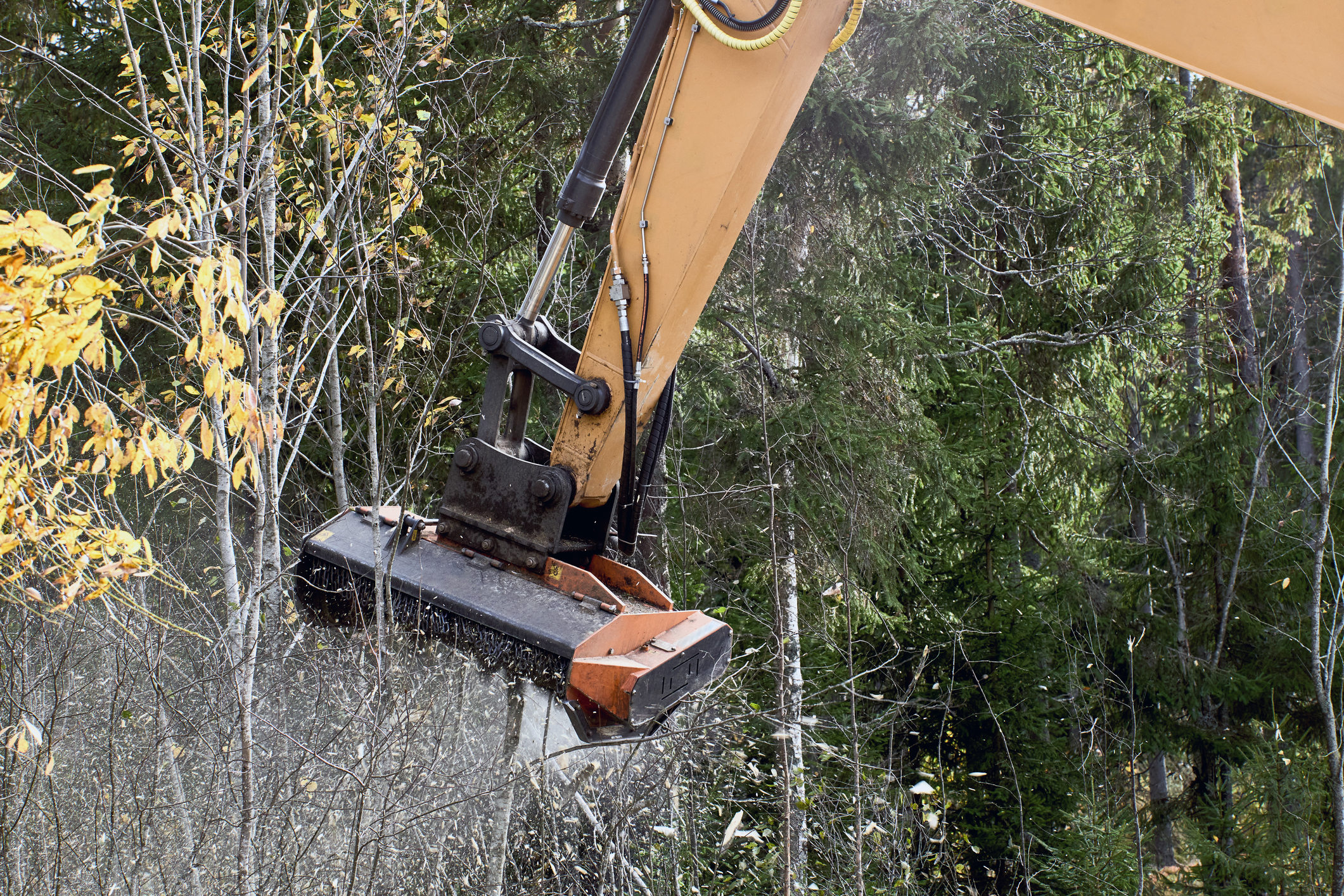 Land clearing equipment, forestry mulcher for excavator.